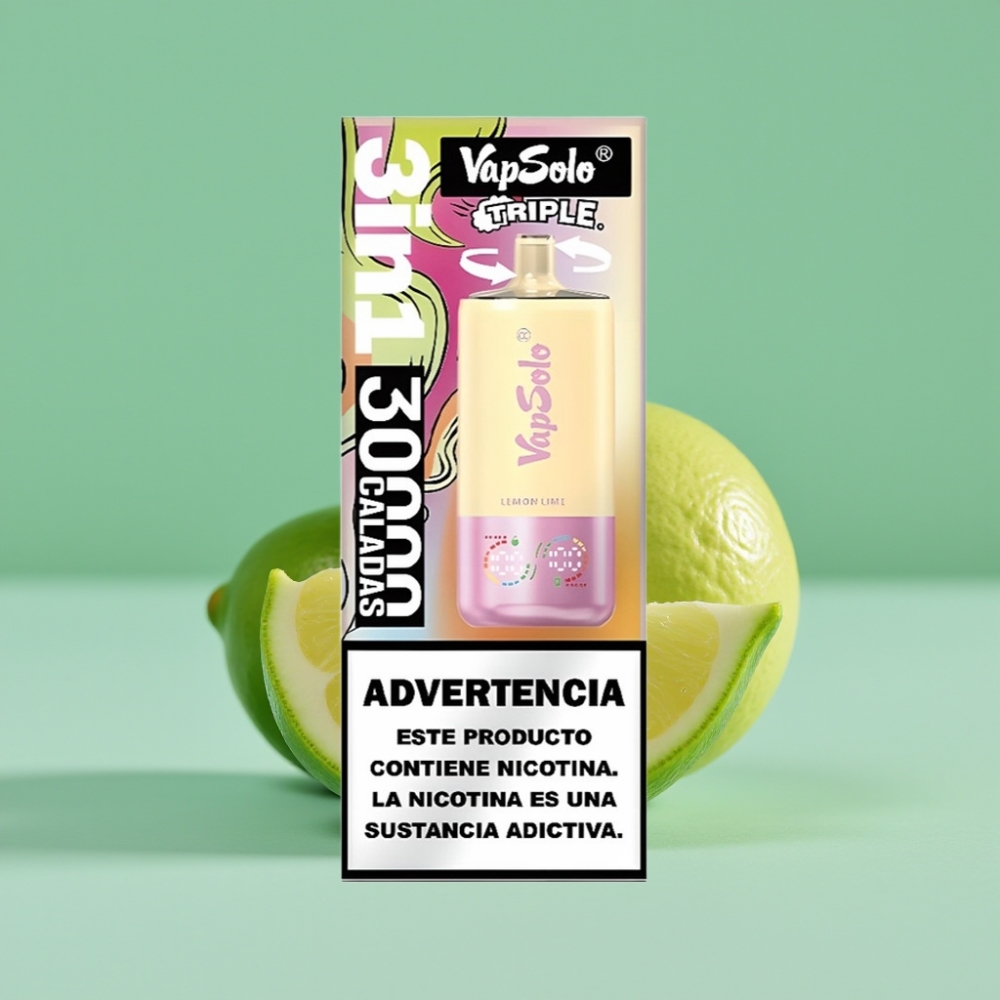 VapSolo Triple 30000 Puffs Limon Limon Aromalı 40ml 3 Tank Type-C