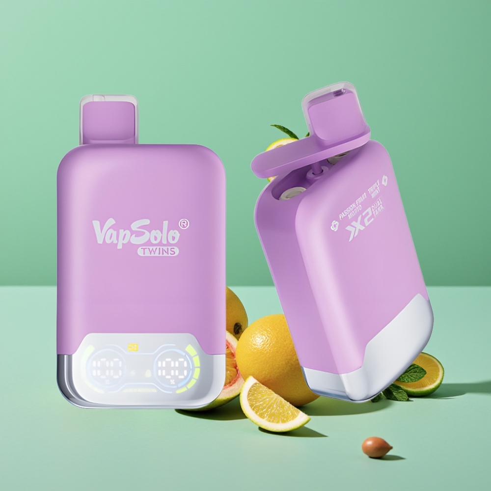 Vapsolo Twins 20000 Puff 40ml Çift Aromalı Tutku Meyveli Mojito & Üçlü Nane