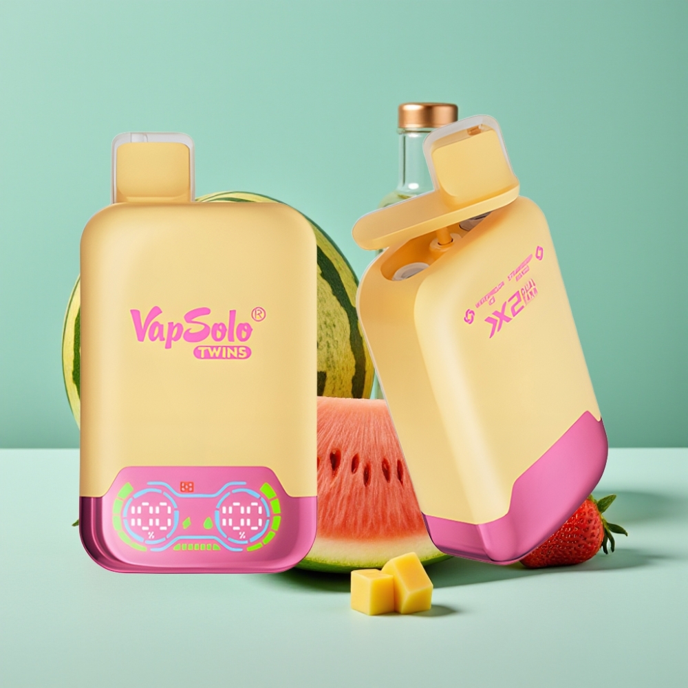 Vapsolo Twins 20000 Puff 40ml Çift Hazneli Type-C Şarj Karpuz Buz & Çilek Mango
