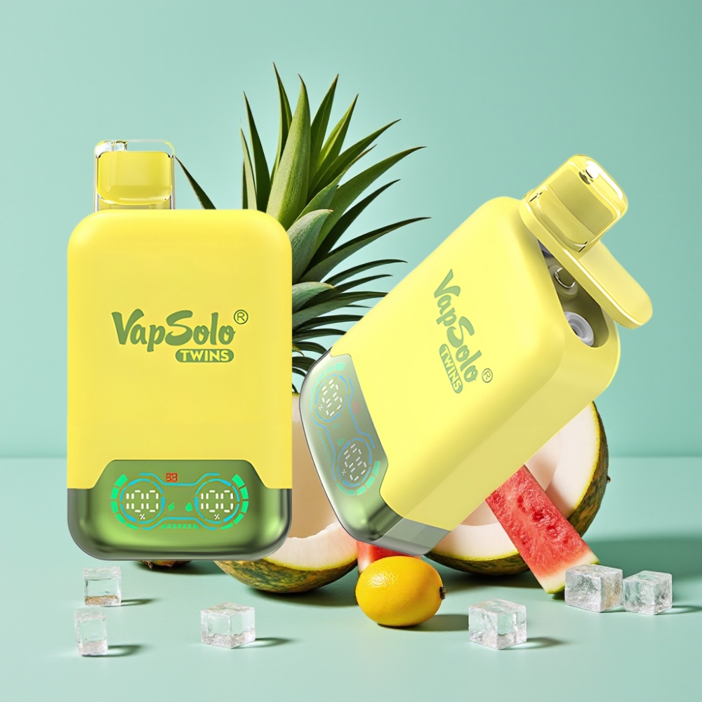 Vapsolo Twins 20000 Puff Ananas Hindistan Cevizi & Karpuz Buzlu Çift Tank Tip-C Şarj