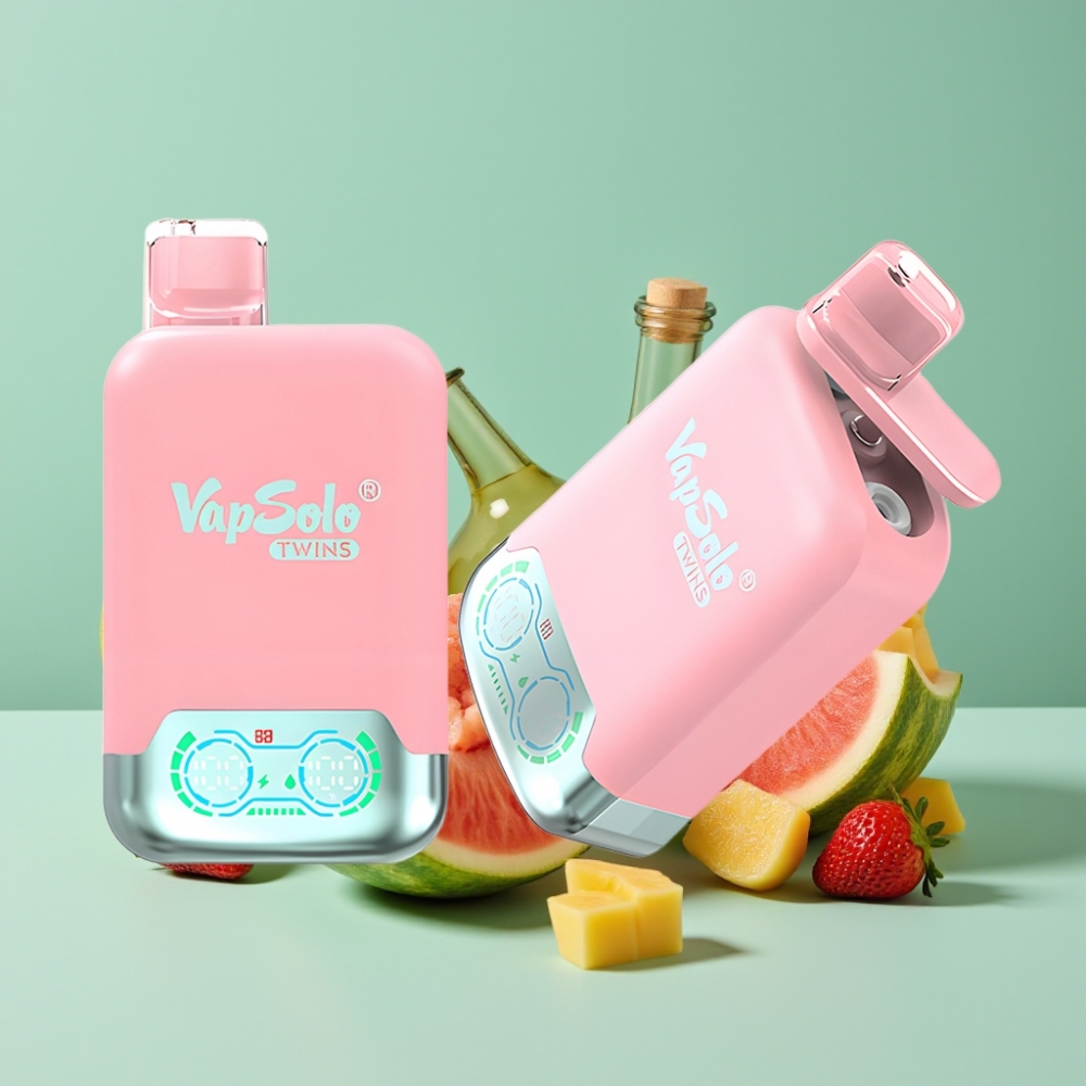 Vapsolo Twins 20000 Puff Çilek Buz & Mango Şeftali Karpuz Aromalı 40ml Çift Tank Tip-C