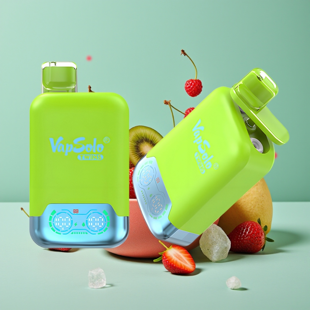 Vapsolo Twins 20000 Puff Çilek Kivi & Çilek Ahududu Kiraz Buz Tip-C Şarj