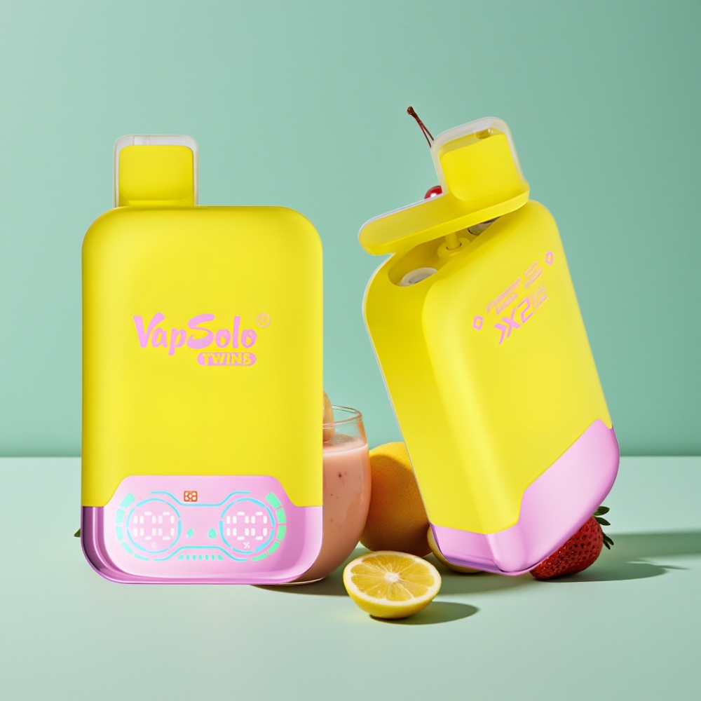 Vapsolo Twins 20000 Puff Çilek Muz & Gazlı Kiraz Aromalı Çift Hazneli Type-C Şarjlı