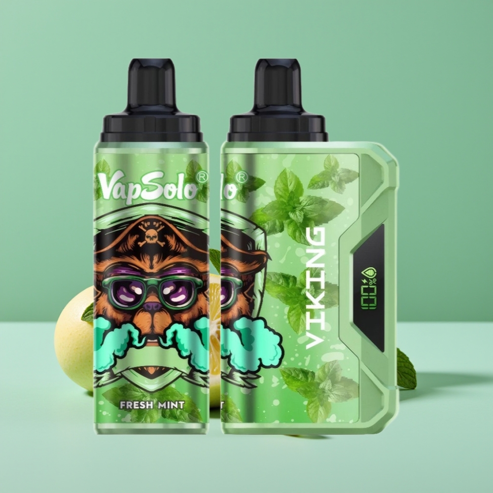 VapSolo VIKING 12000 Puff Tek Kullanımlık Vape Taze Nane Tip-C Şarj LED Ekran