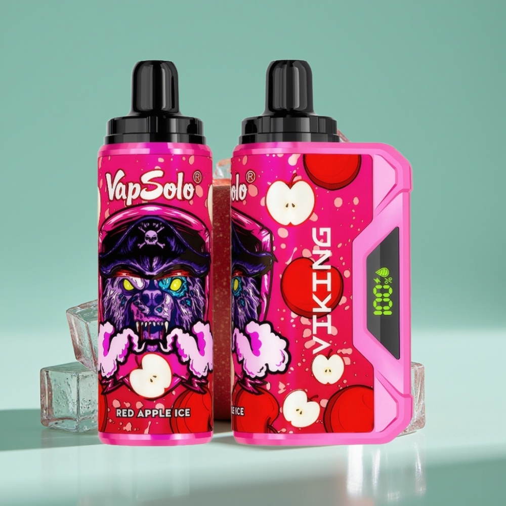 VapSolo VIKING 12000 Puff Type-C Şarj Kırmızı Elma Buzlu Disposable Vape