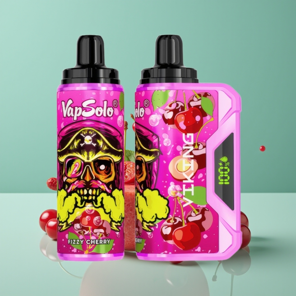 VapSolo VIKING 12000 Puff Type-C Şişkin Kiraz Led Ekranlı Disposable Vape