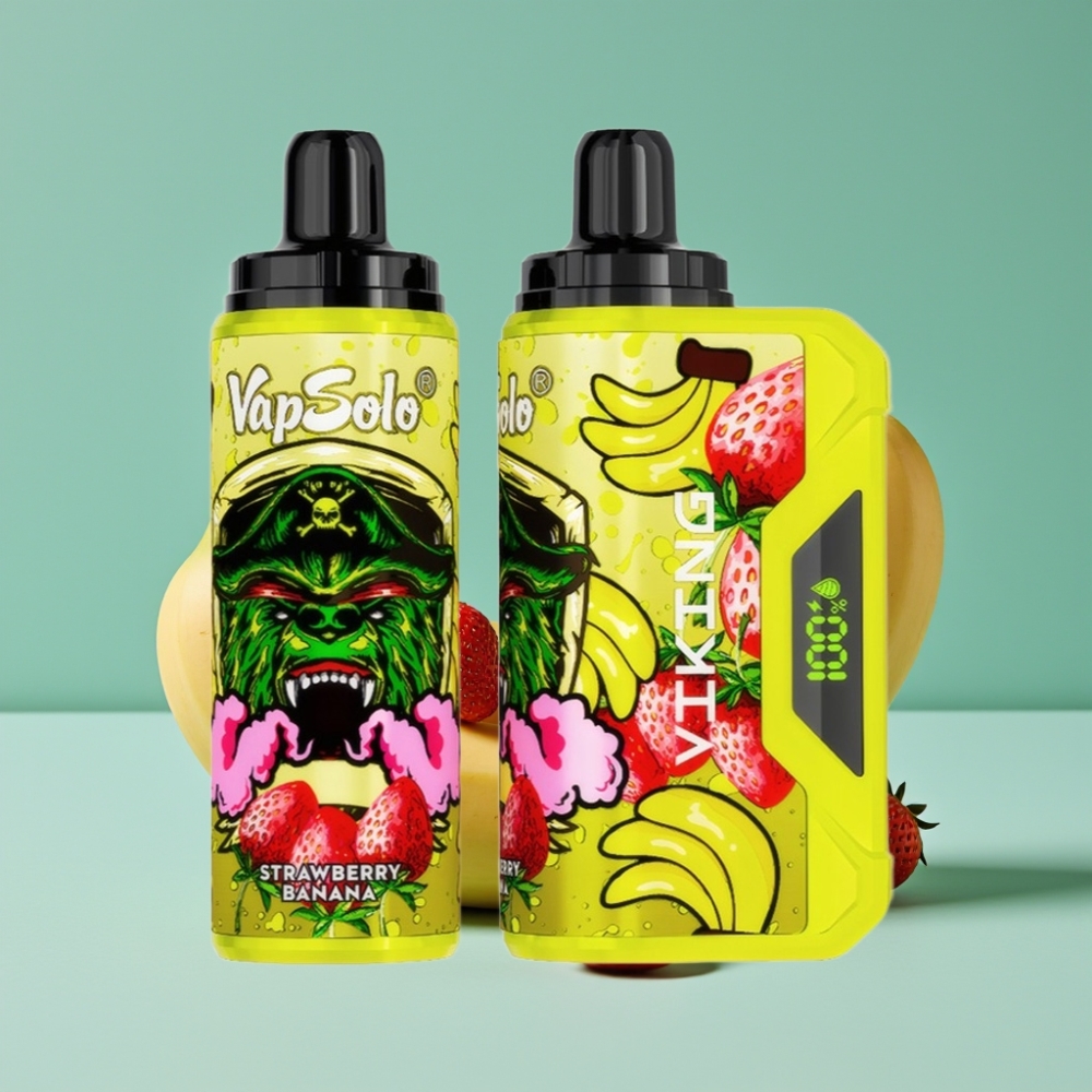 VapSolo VIKING 12000 Puff Çilek Muz Type-C Şarj LED Ekranlı Disposable Vape