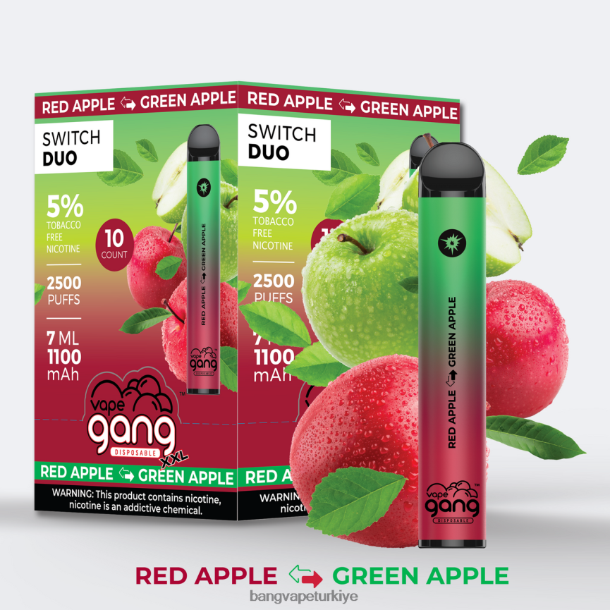 Bang Vape Türkiye - Vape Gang Switch Duo 2 tat (10'lu kutu) kırmızı elma - yeşil elma R4228Z46