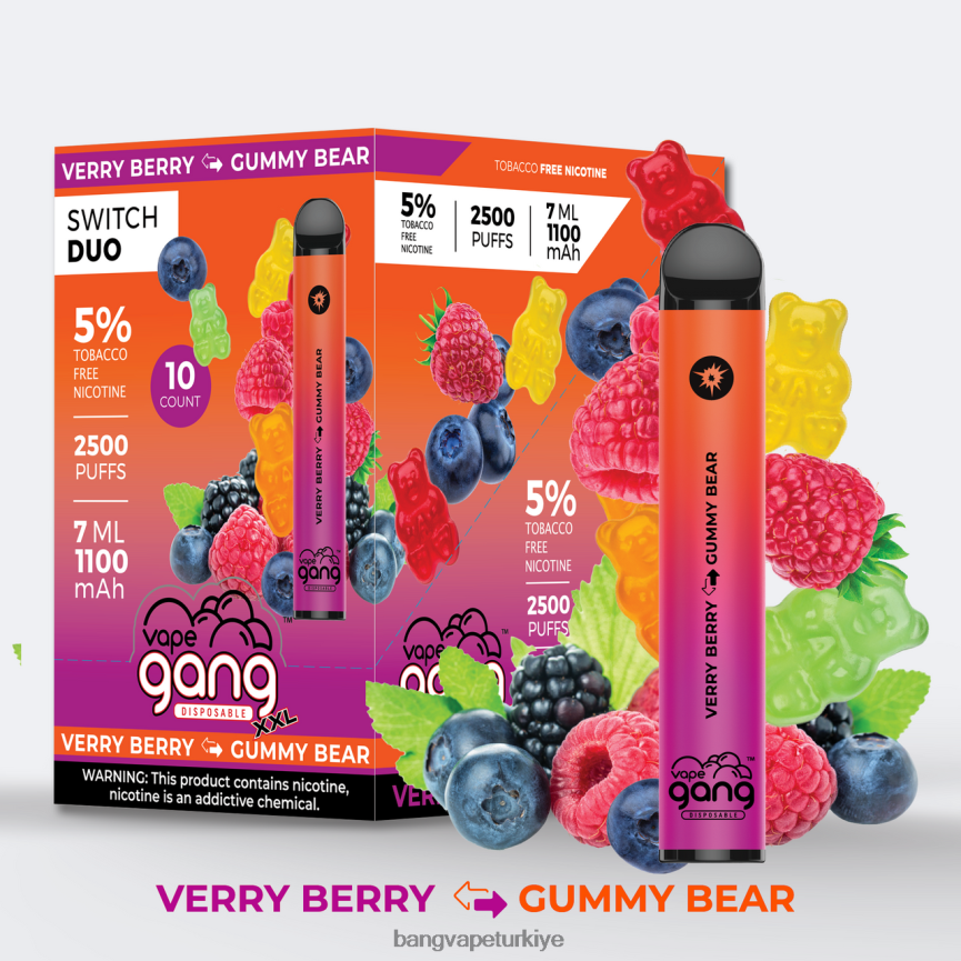 Vape Gang Ankara - Vape Gang Switch Duo 2 tat (10'lu kutu) çok meyveli - sakızlı ayı R4228Z48
