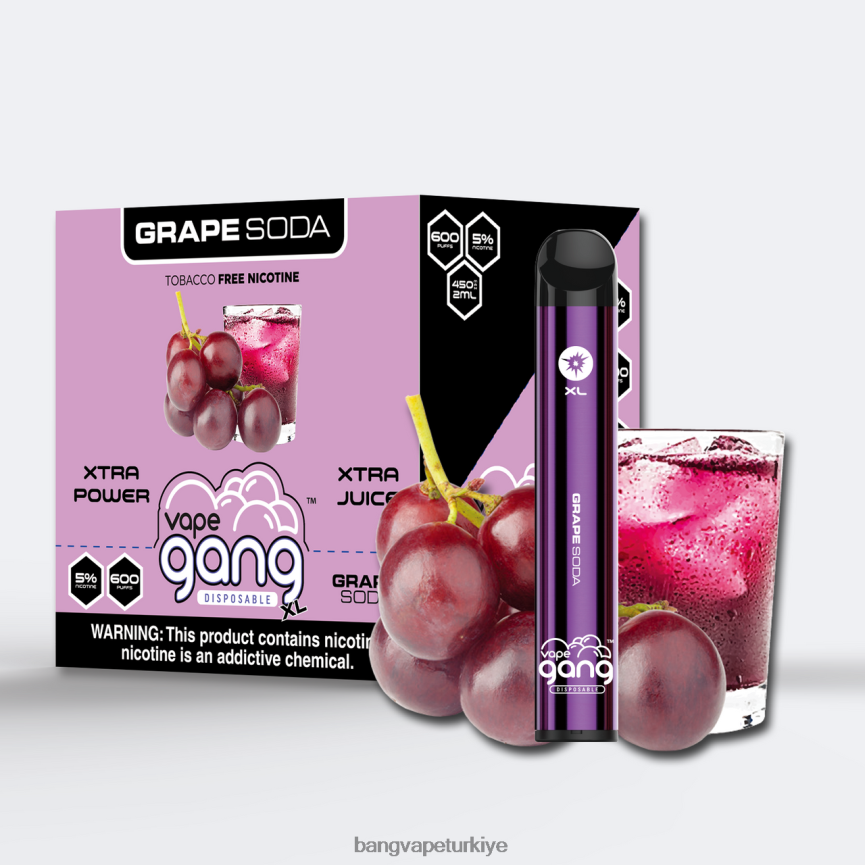 Vape Gang - Vape Gang XL tek kullanımlık elektronik sigaralar 600 puf (10'lu kutu) Üzümlü soda R4228Z71
